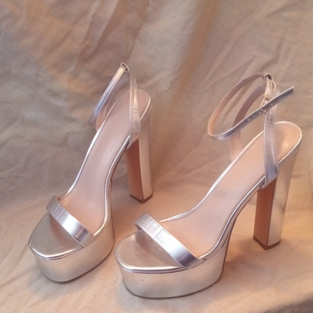 Elegant Silver Platform Heels
